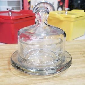 Princess‎ House Heritage Blown Glass Small Round Covered Butter Dish 3.5"H